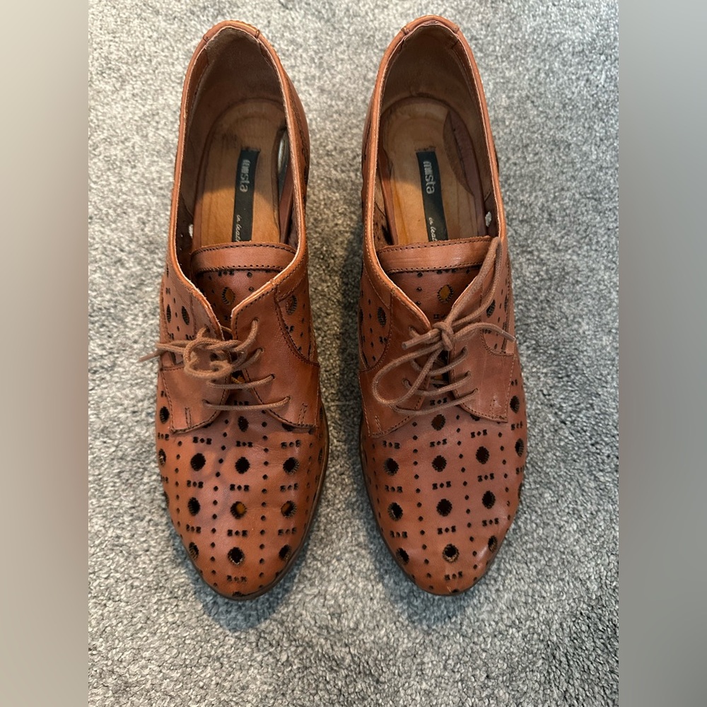 Vintage Inspired Leather Block Heels